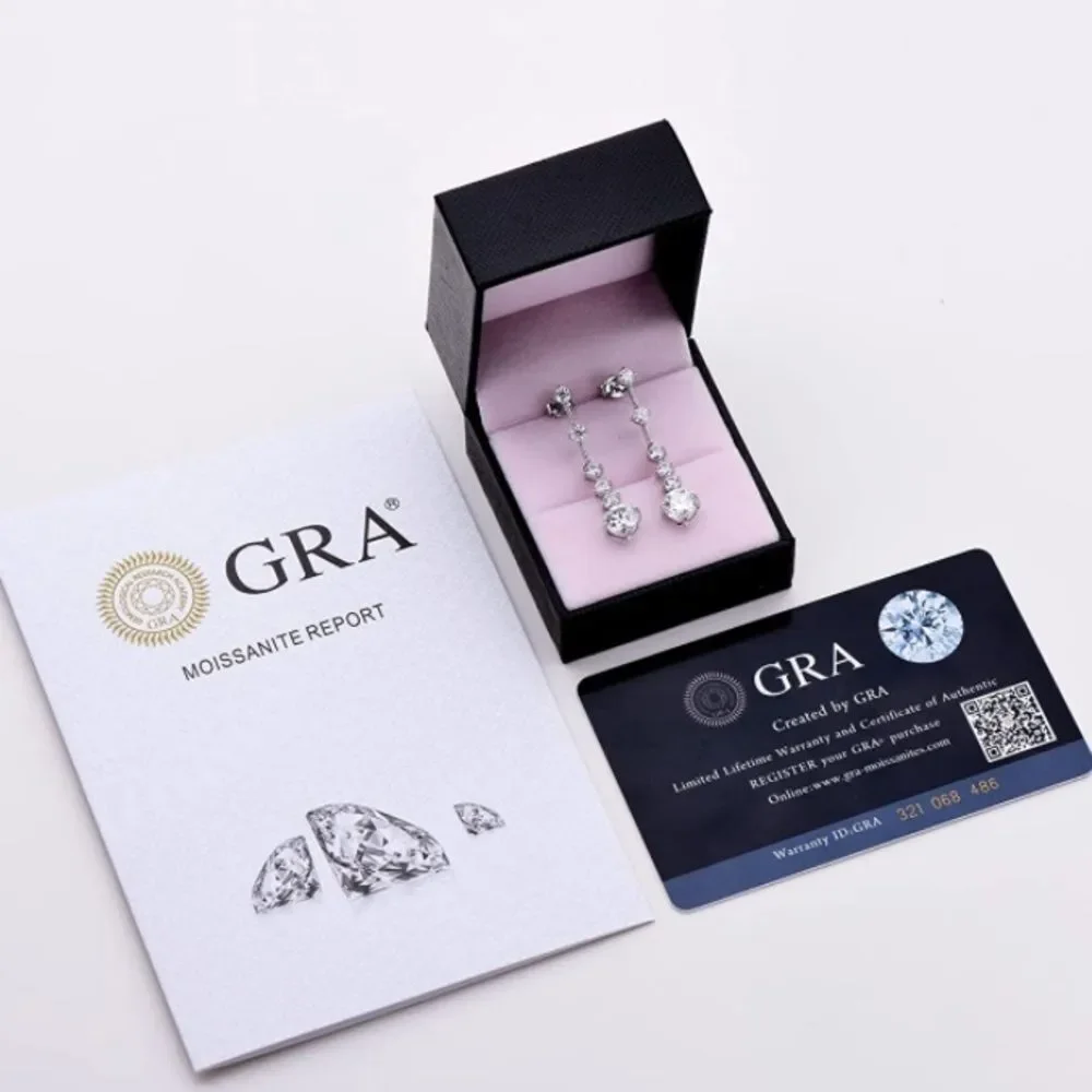18k Certified 3 carat Vintage Diamond Moissanite Earrings